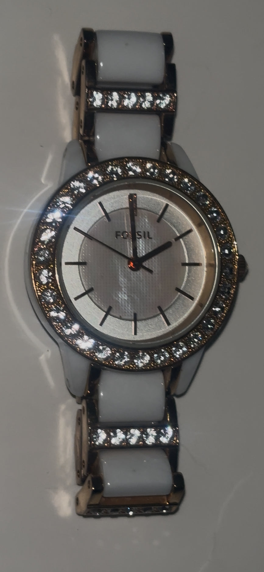 Fossil ladies bedazzled pearlecent quartz