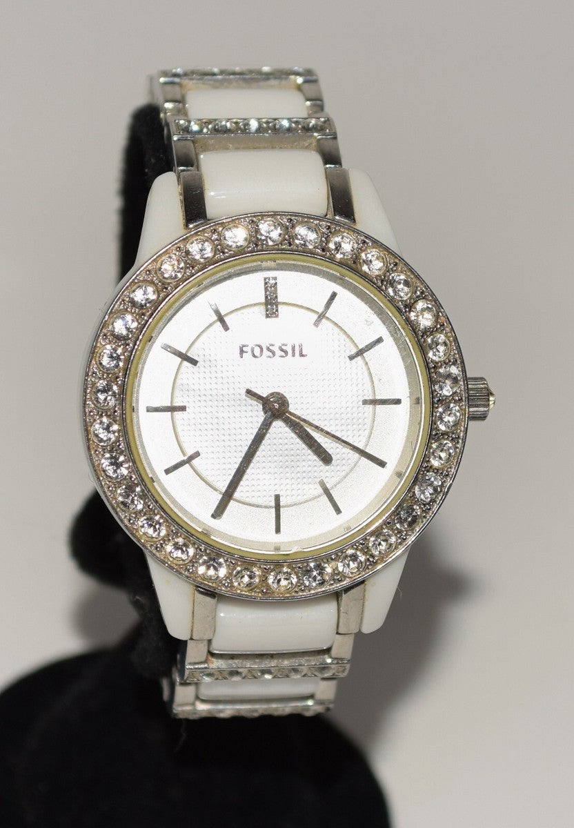Fossil ladies bedazzled pearlecent quartz