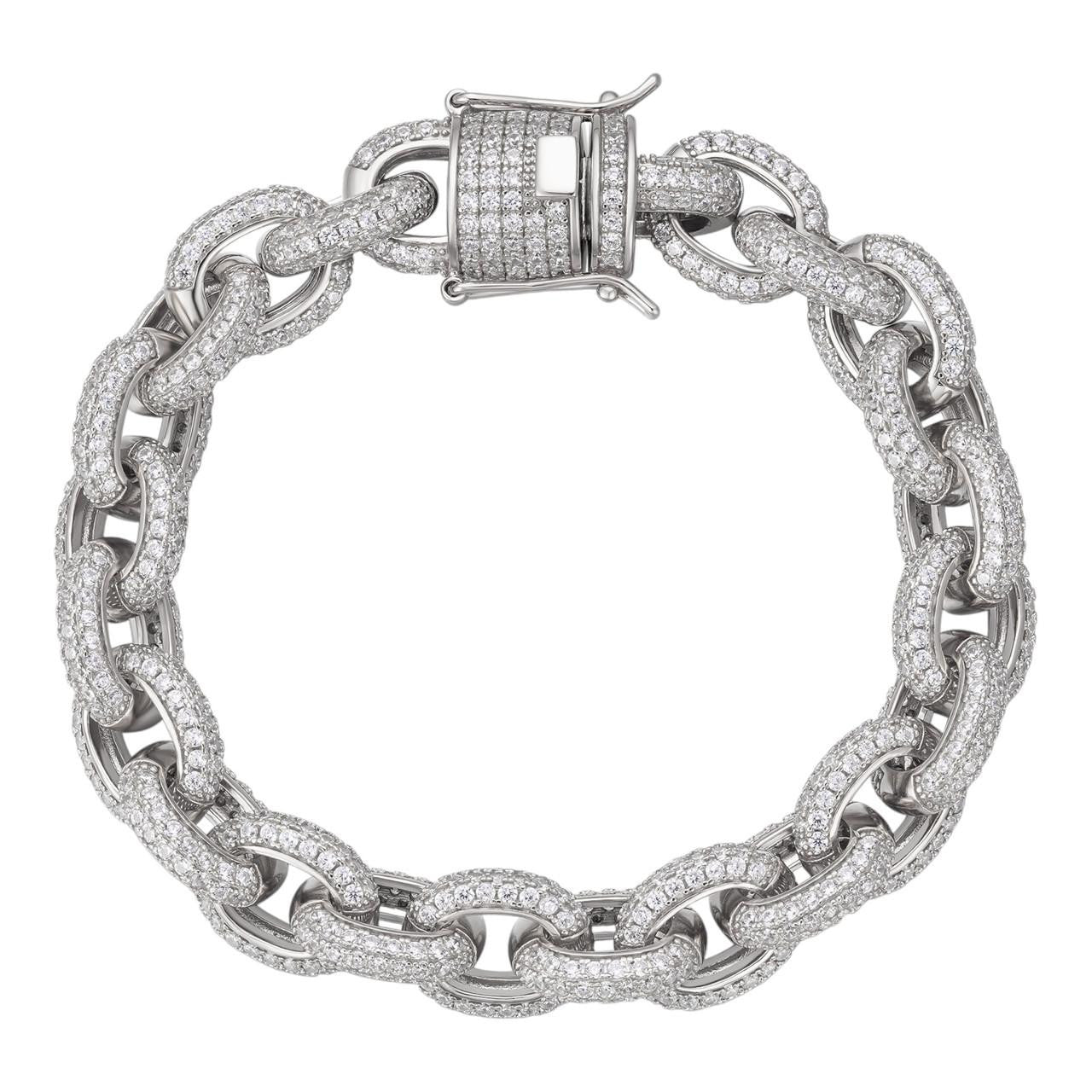 MOISSANITE Rolo Hermes Link Bracelet Iced Out - 925 Silver - 12.5mm
