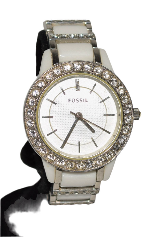 Fossil ladies bedazzled pearlecent quartz