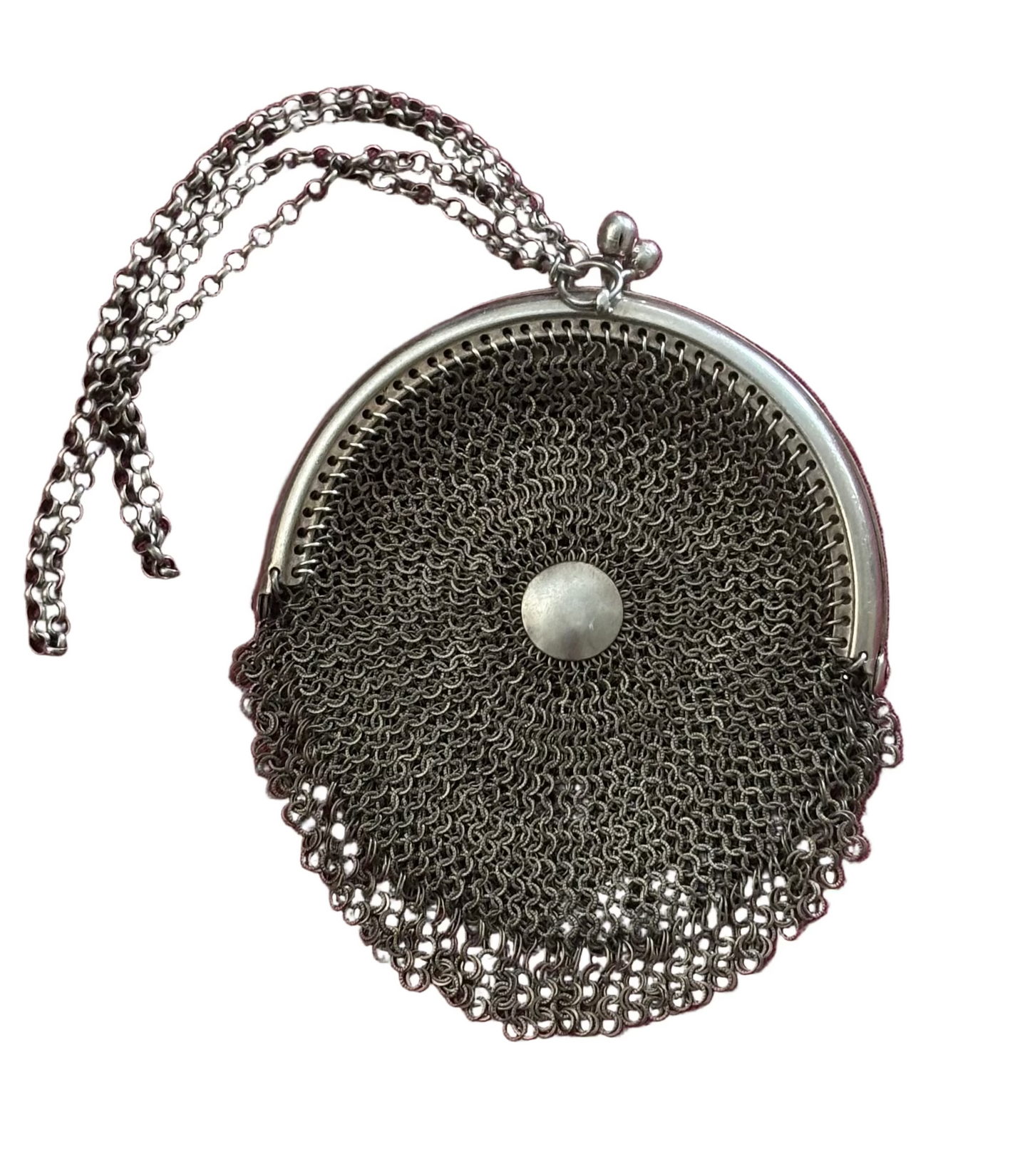 1800s châtelaine with divider and chain 900 silver coin purse