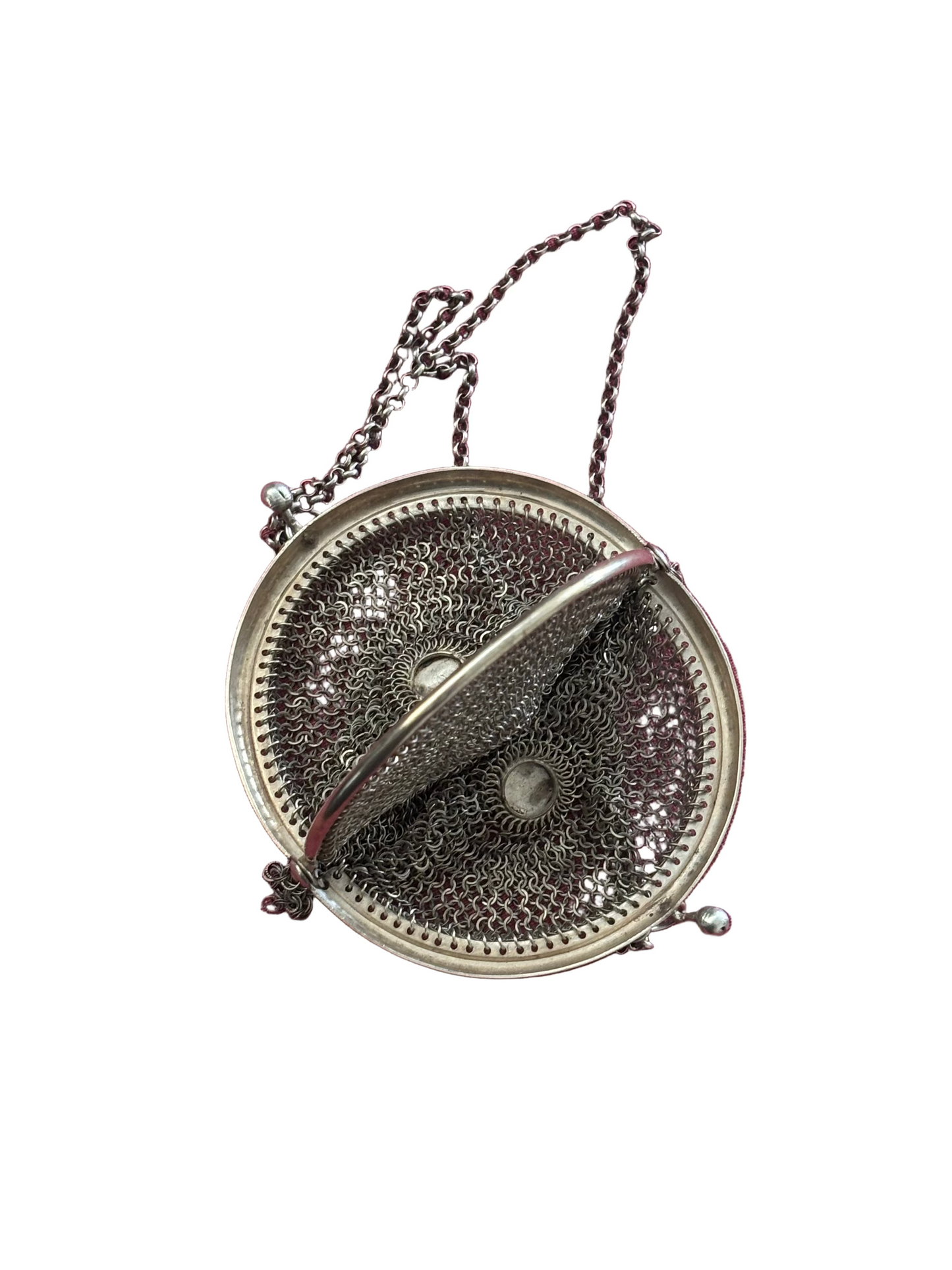 1800s châtelaine with divider and chain 900 silver coin purse